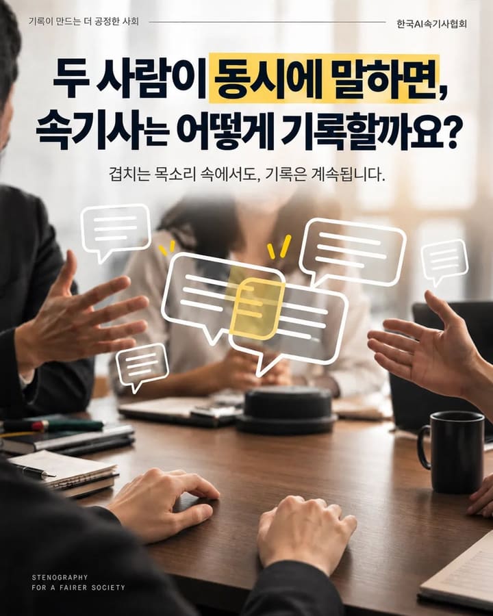 두 사람이 동시에 말하면, 속기사는 어떻게 기록할까요?