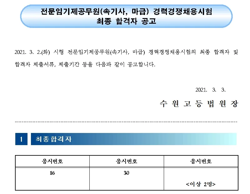수원고등법원 속기사
