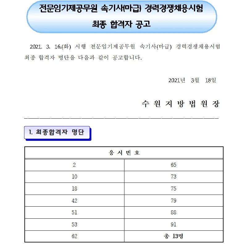수원지방법원 속기사