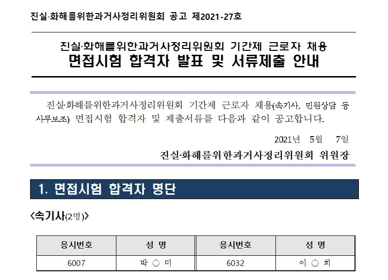 진실화해위원회 속기사