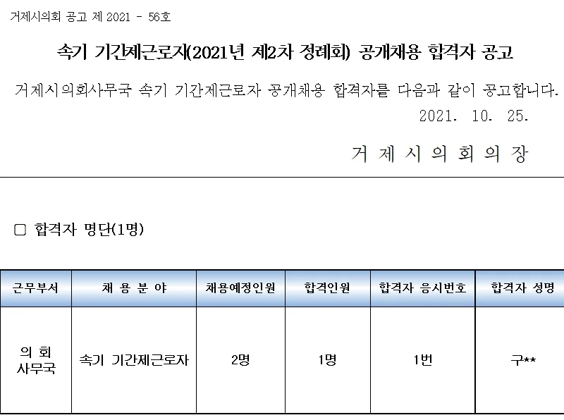 거제시의회 속기사