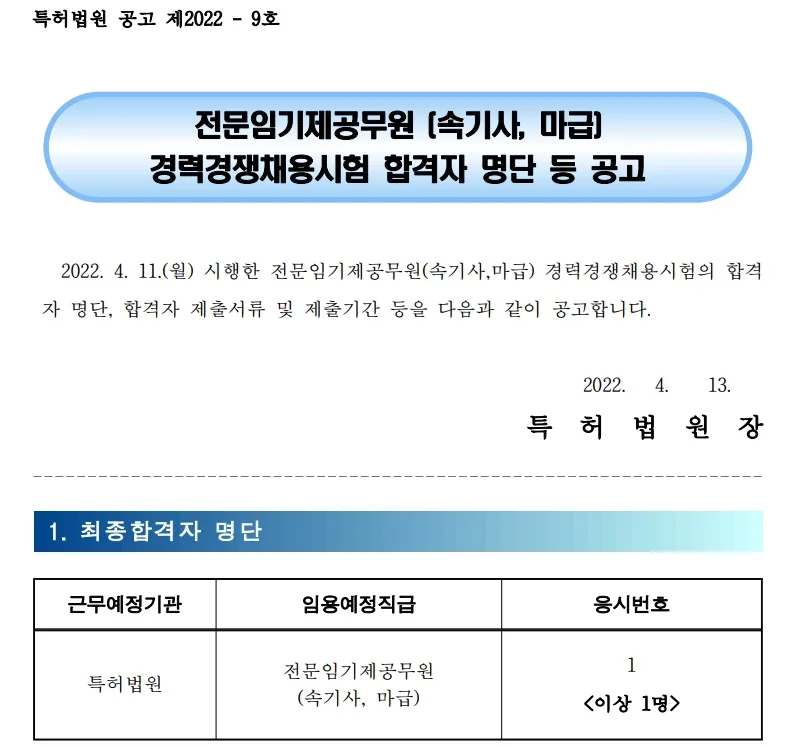 특허법원 속기사