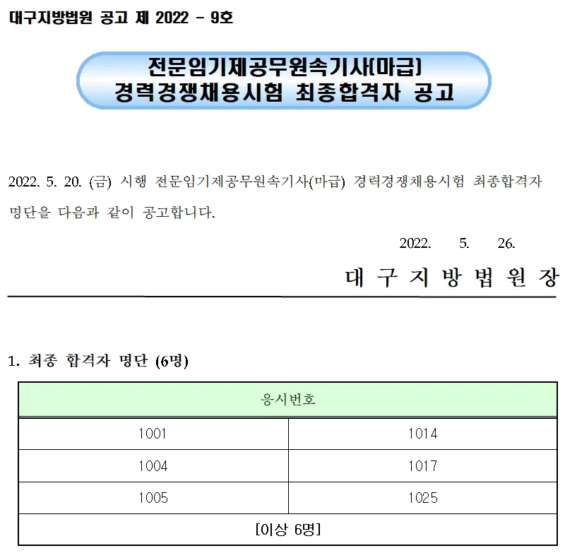대구지방법원 속기사