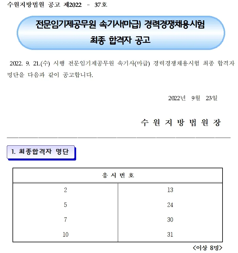 수원지방법원 속기사