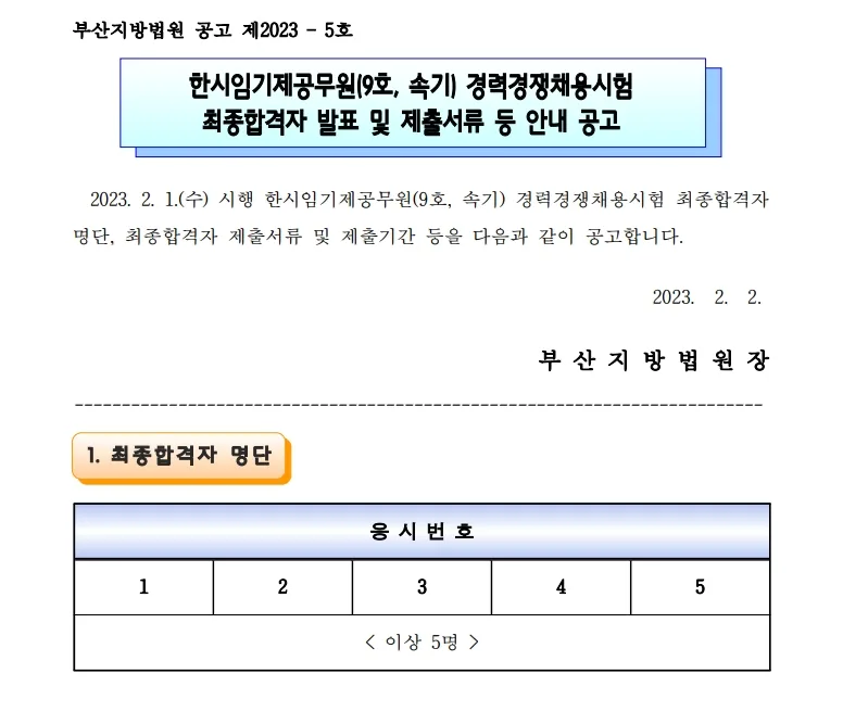 부산지방법원 속기사