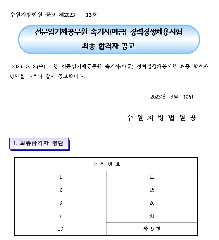 수원지방법원 속기사
