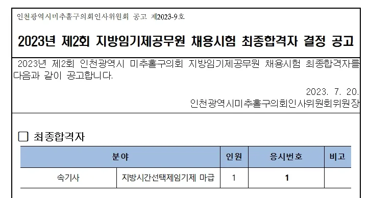 인천 미추홀구의회 속기사