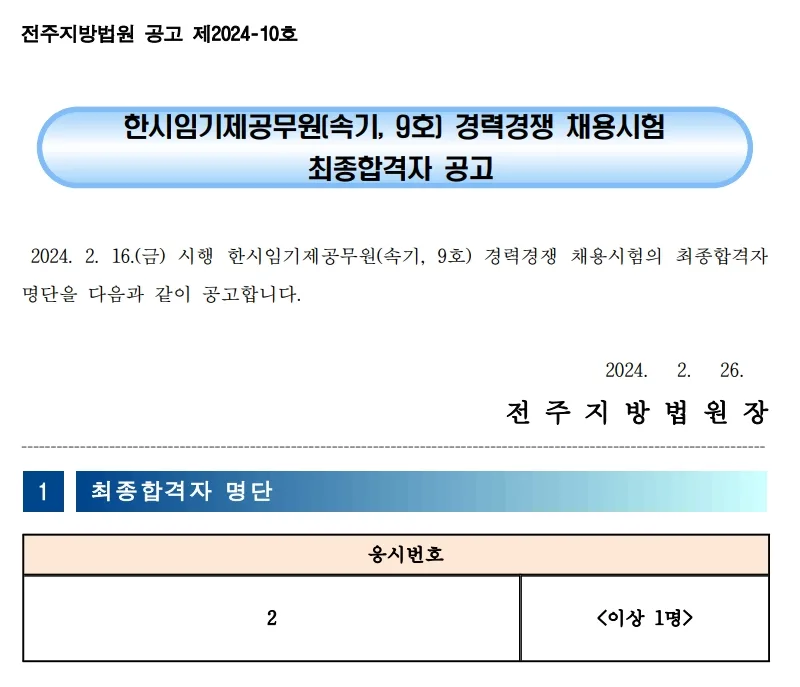 전주지방법원 합격자