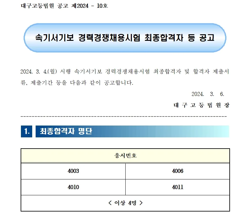 대구고등법원 합격자