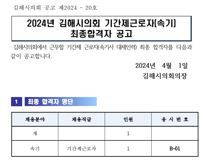 김해시의회 합격자