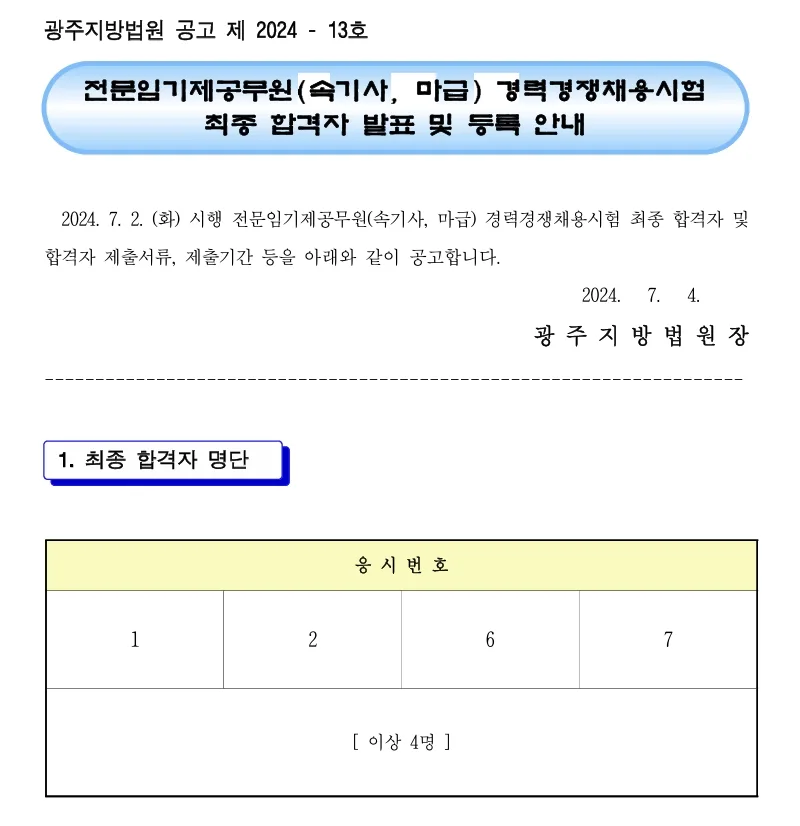 광주지방법원 합격자