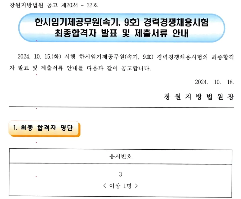 창원지방법원 합격자