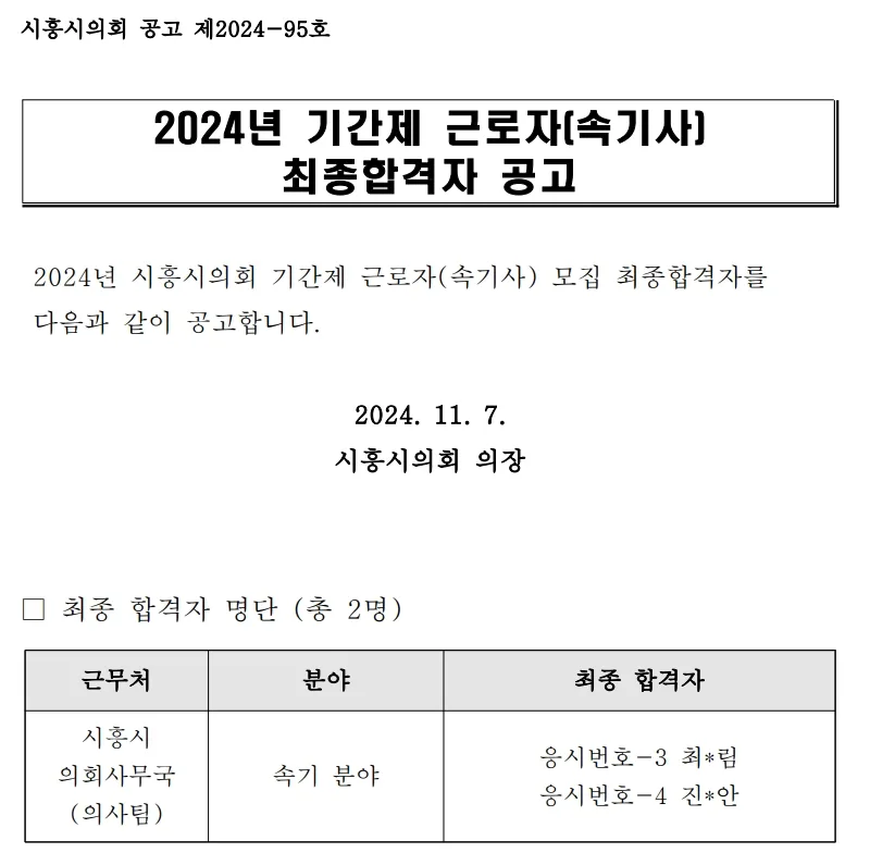 시흥시의회 합격자