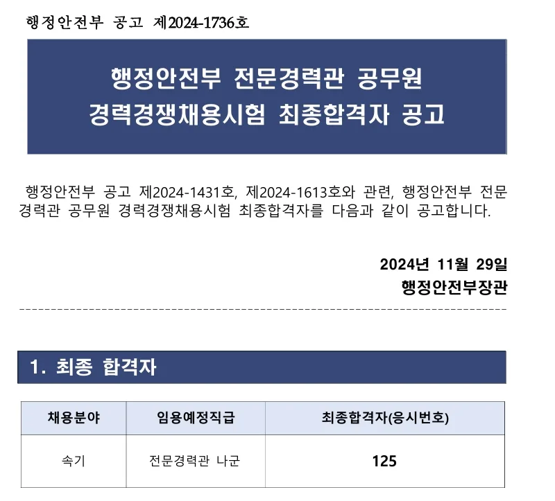 행정안전부 합격자