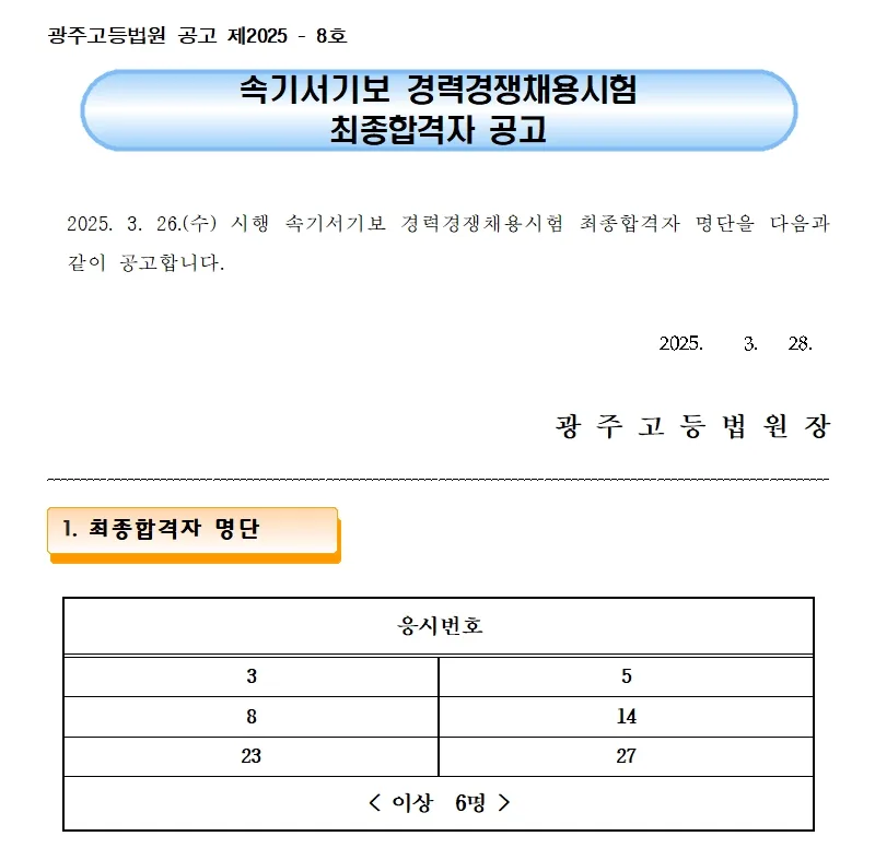 광주고등법원 합격자