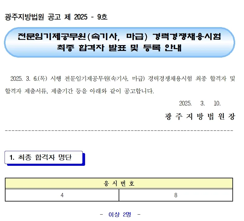 광주지방법원 합격자
