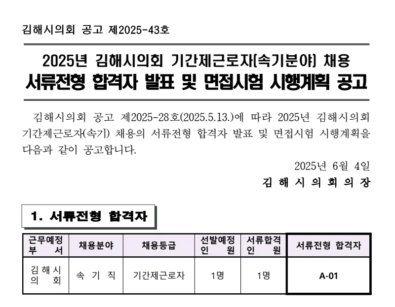 김해시의회 합격자