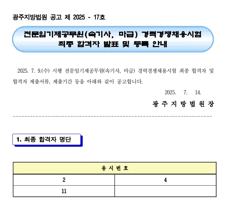 광주지방법원합격자