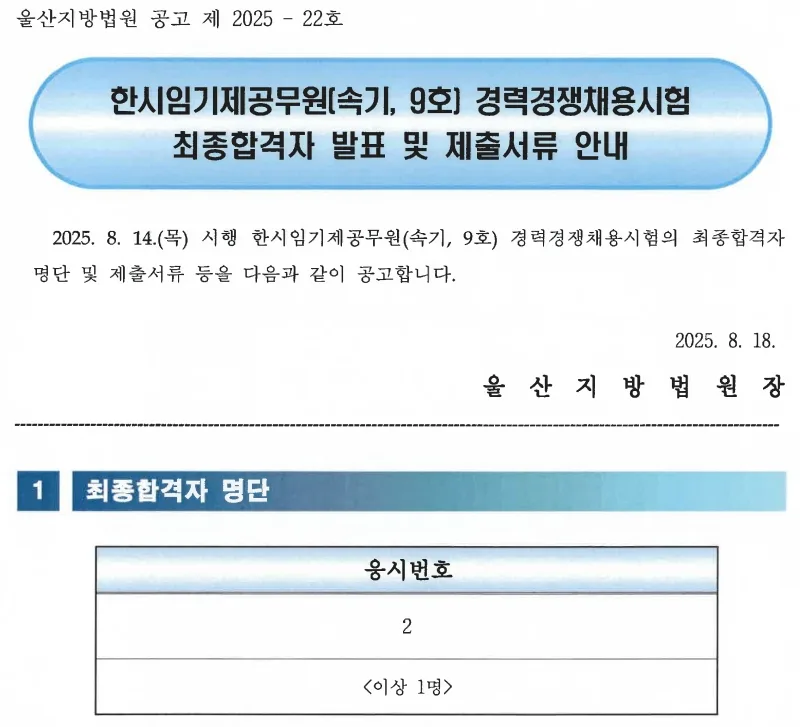 울산지방법원 합격자