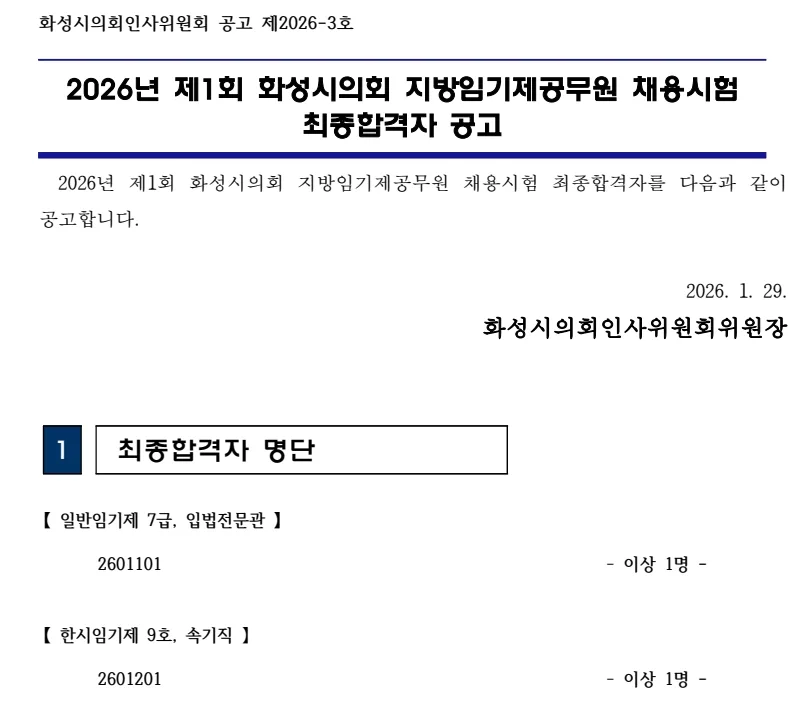 화성시의회 합격자