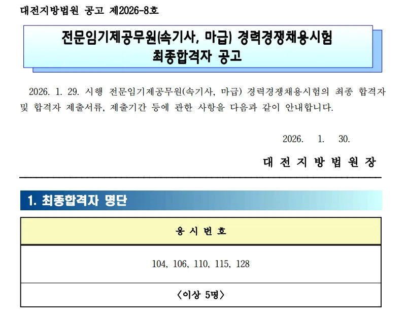 대전지방법원 합격자