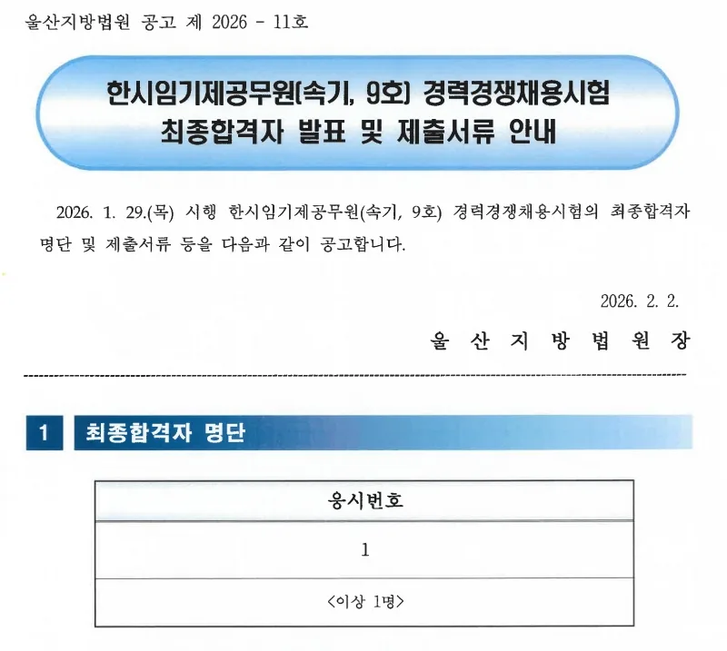 울산지방법원 합격자