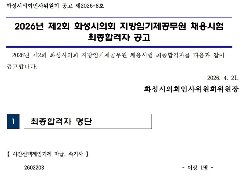 화성시의회 합격자