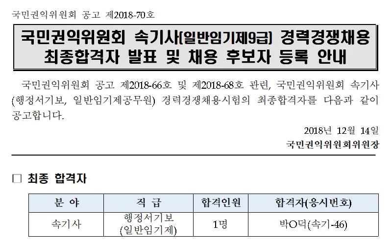 국민권익위원회 속기사