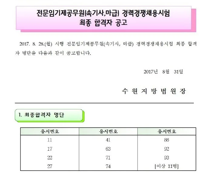수원지방법원 속기사