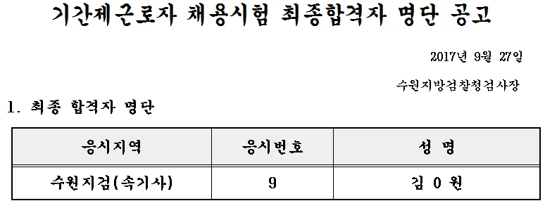 수원지방검찰 속기사