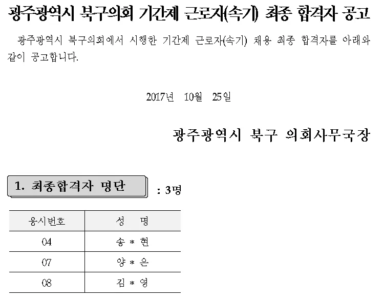 광주 북구의회 속기사